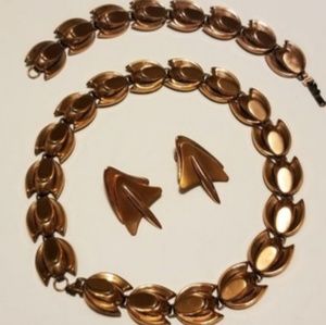 Matisse-Renoir copper tulip necklace and earrings